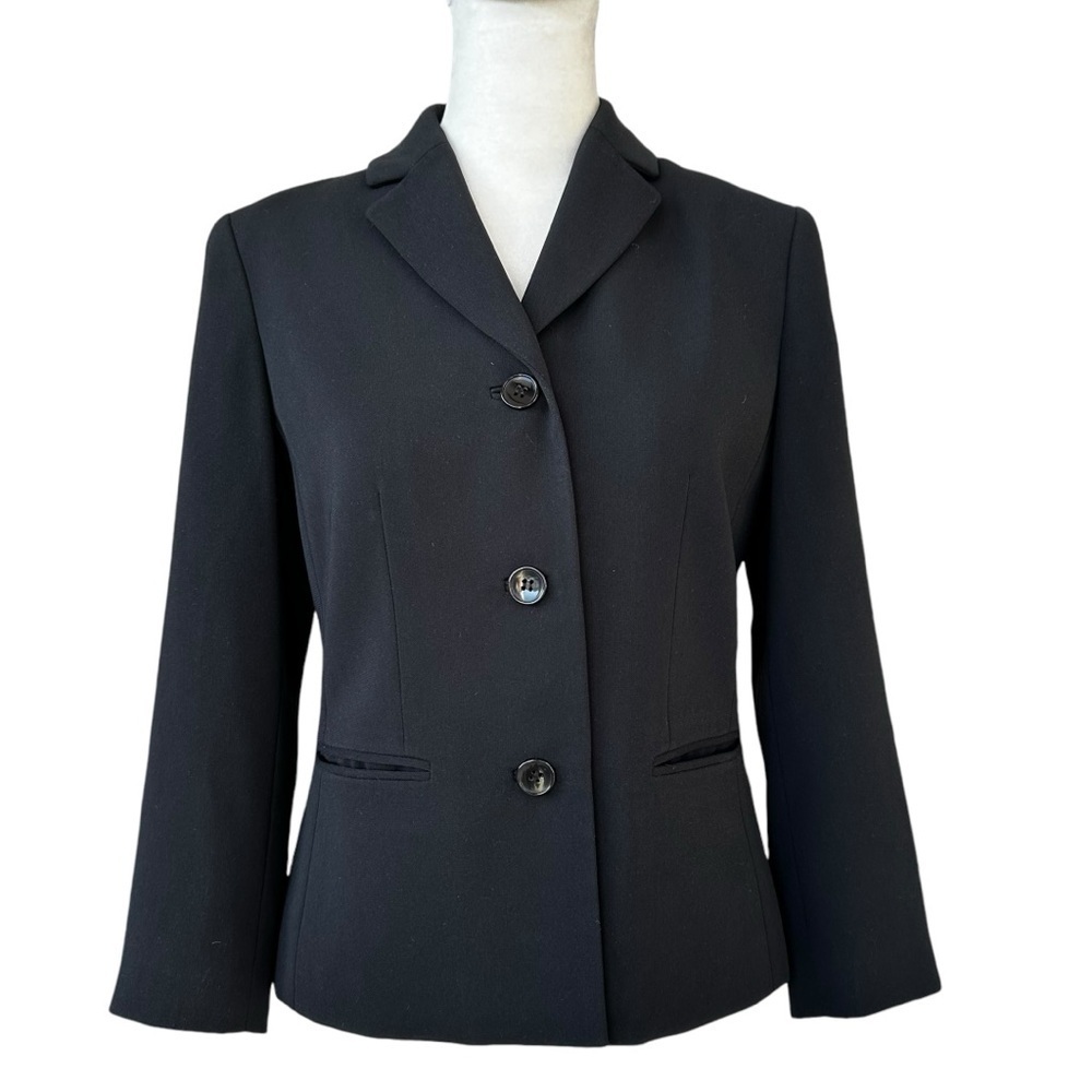 NEW CHARTER CLUB Classic Three Button Blazer 3/4 Length Sleeves in Black Size 2